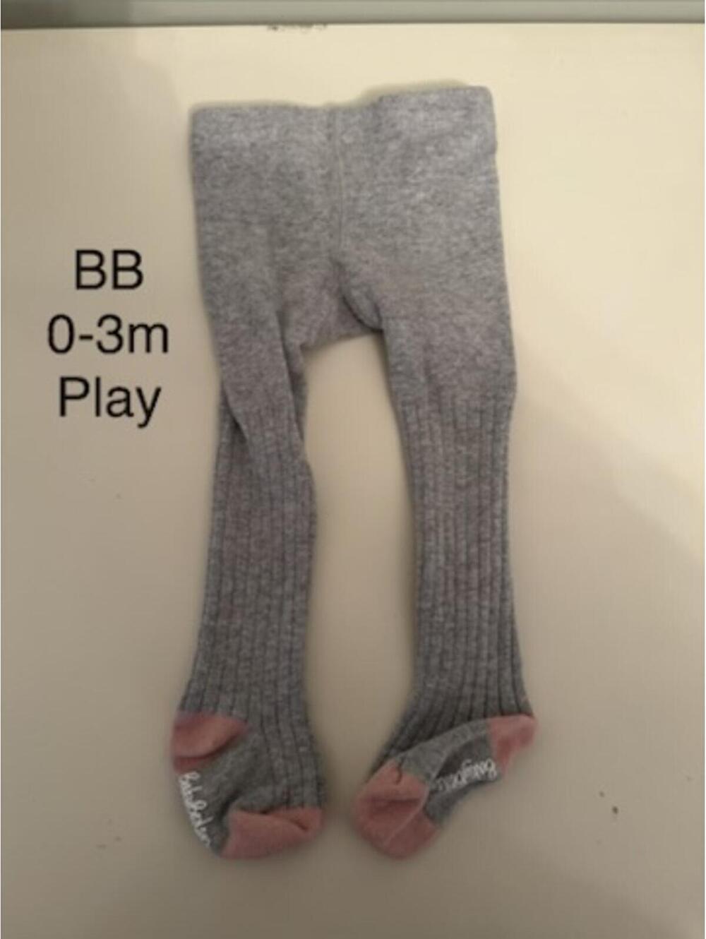 Baby Boden Gray Ribbed Baby Tights 0-3 Months
